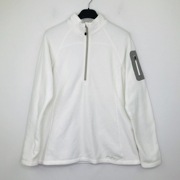 Eddie Bauer Jackets & Blazers - Eddie Bauer Women's XL Jacket White PolarTec Fleece First Ascent 1/4 Zip AB10